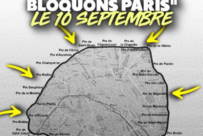 Carte du périphérique parisien et ses 38 portes : 35 km de route à bloquer intégralement le 10 septembre.