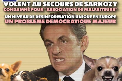 Nicolas Sarkozy grogne accompagné de ses chiens de garde, des petits roquets de plateau télé.