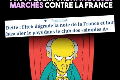 Mr Burns, le seul vrai "Mozart de la finance", se frotte les mains face à la baisse de la note de la France après des années de macronisme.