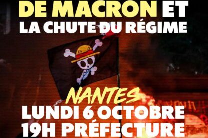 Un drapeau de One Piece pour annoncer le rassemblement à Nantes ce lundi, 19H, Préfecture