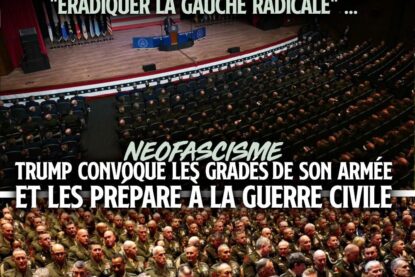 À Quantico, Donald Trump fait un discours devant une foule de gradés pour se préparer à la guerre civile qu