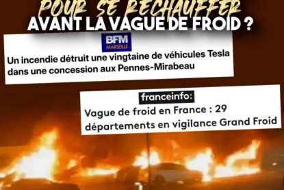 Des voitures Tesla en flammes pour lutter contre la vague de froid en cours.