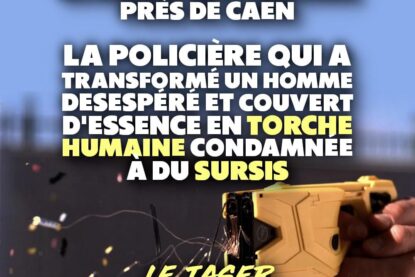Un pistolet Taser libérant les aiguilles qui iront électrocuter sa victime.