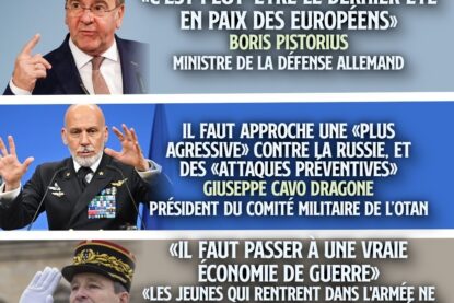 Boris Pistorius, Giuseppe Cavo Dragone et Pierre De Villiers : trois militaristes forcenés qui nous emmènent droit vers la guerre.