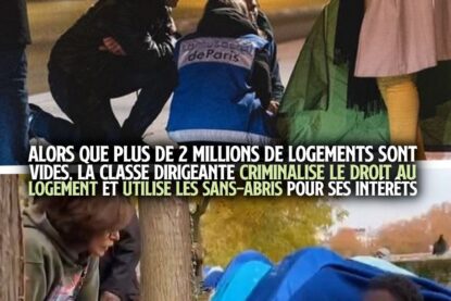 Deux images de Macron et Dati visitant des SDF dans des tentes pour leur communication, mais qui se soucient peu qu