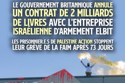 Un membre de Palestine Action sur le toit d