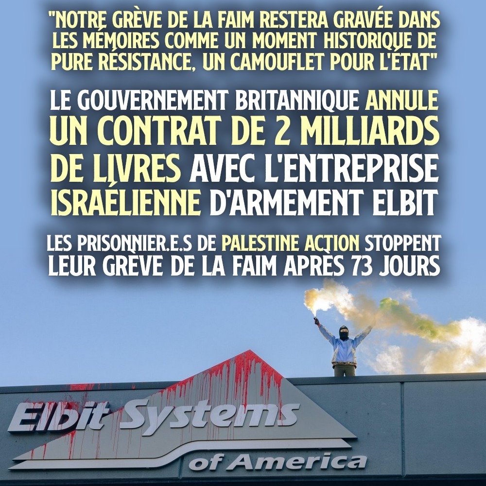 Un membre de Palestine Action sur le toit d