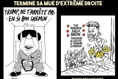 Caricature de Mélenchon à la place de Maduro, reprise des clichés négrophobes pour ridiculiser Rokhaya Diallo... Charlie Hebdo a terminé sa mue d
