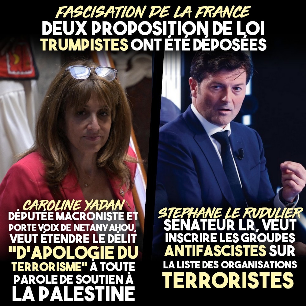 Caroline Yadan et Stéphane Le Rudulier, deux députés responsables de la fascisation de la France et qui viennent de déposer des propositions liberticides à l