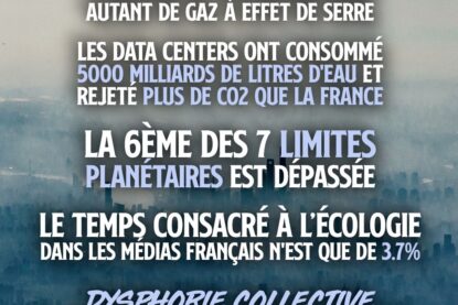 Une ville dans un brouillard de pollution pour illustrer le déni climatique qui frappe les médias et les politiques.