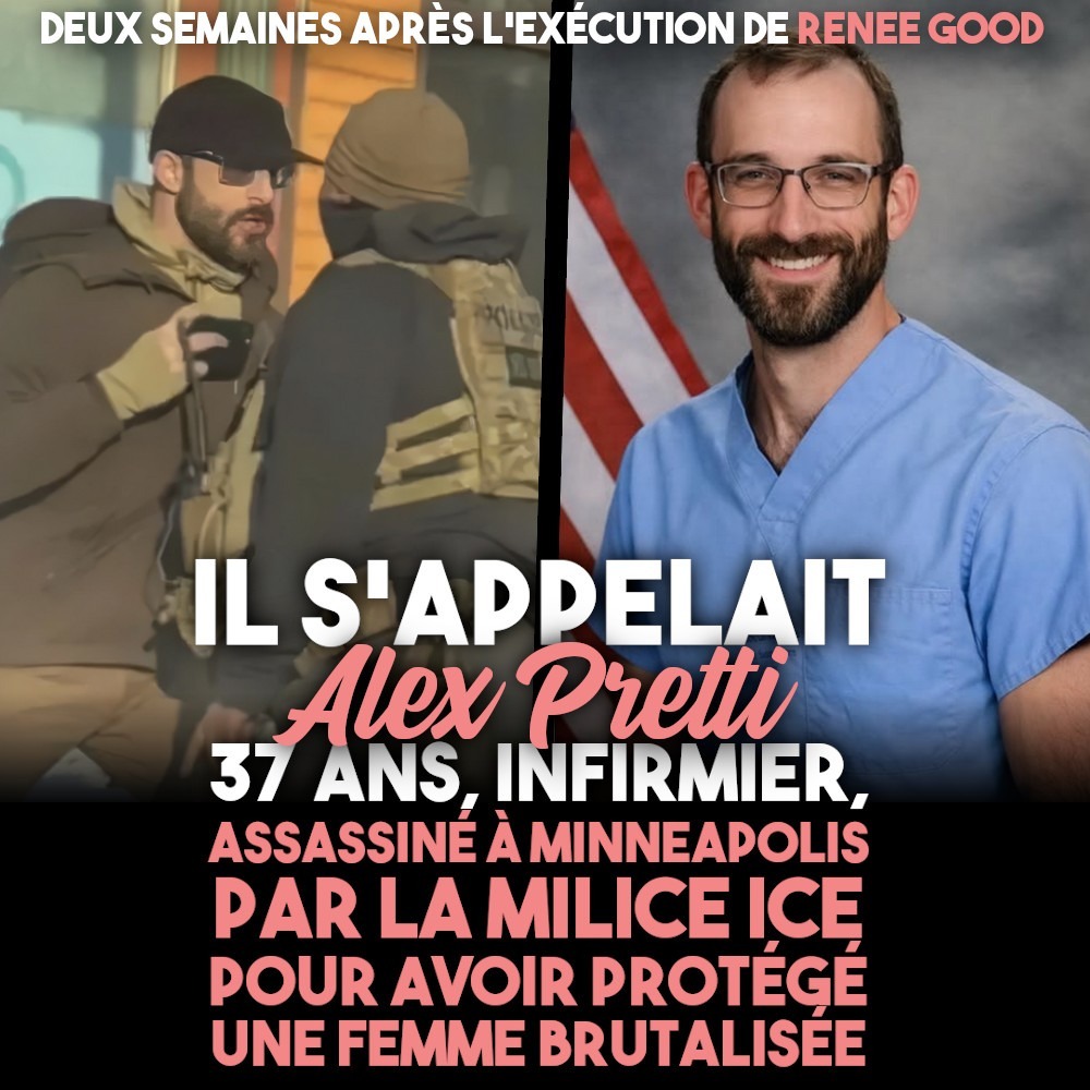 Alex Pretti, à gauche filmant les policier de l