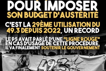 Une banderole réclamant un 49.3 populaire qui se fait toujours attendre.