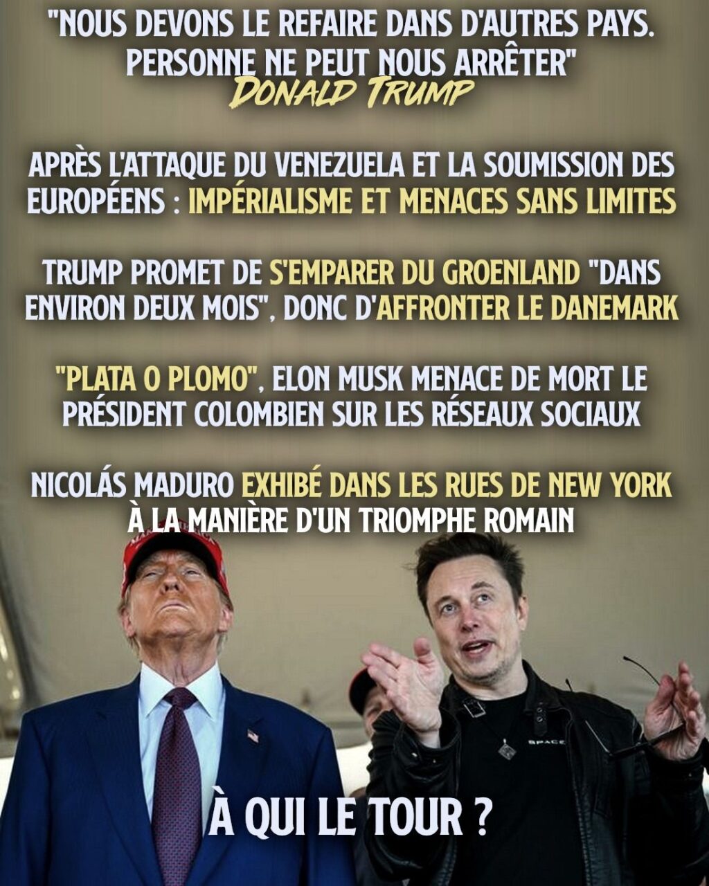 Musk et Trump, deux des principaux artistes qui permettent à l