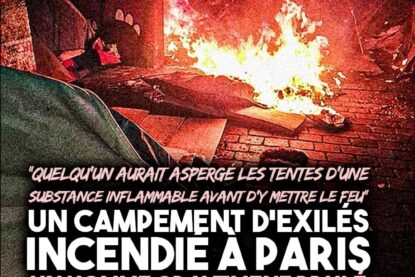 Une image des tentes en train de brûler ce mois de janvier dans un campement d