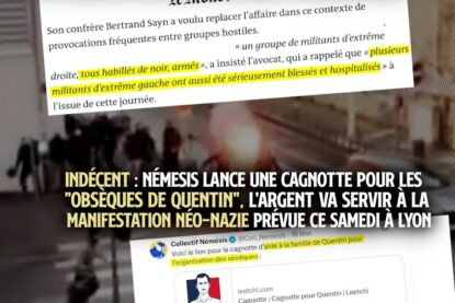 LE NARRATIF D'EXTRÊME DROITE VOLE EN ÉCLAT ET LES FASCISTES RÉCOLTENT DE L'ARGENT SUR LE DOS DE QUENTIN DERANQUE POUR LEURS ACTIONS