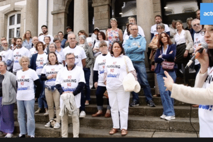 Capture d'ecran vidéo youtube "Les commerçants manifestent dans le centre de Lannion"