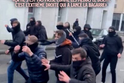 15 fascistes cagoulés et armés, prêts pour la bagarre après avoir tendu une embuscade à des antifascistes à Lyon ce 12 février