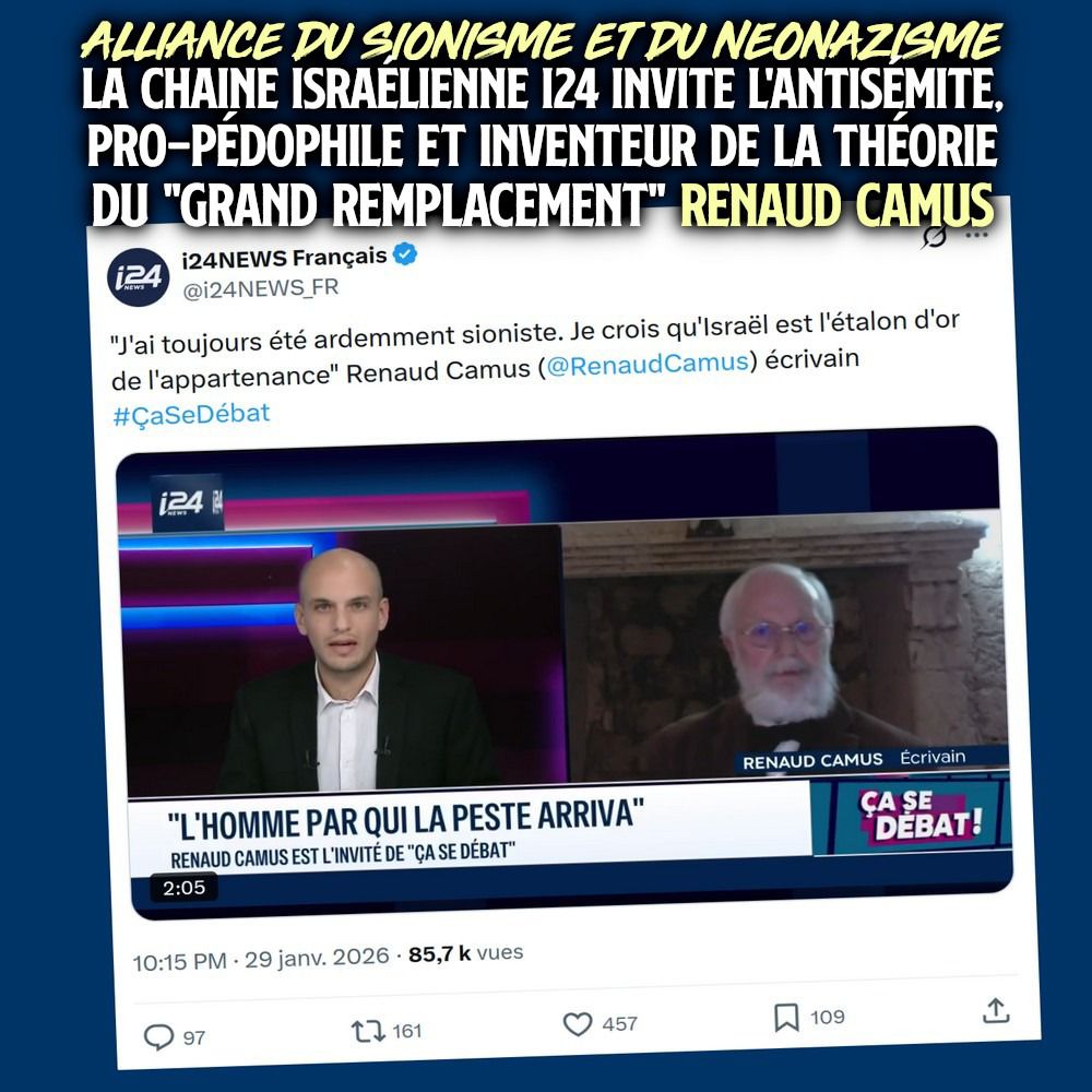Renaud Camus invité sur I24 News, la chaîne qui voit de l