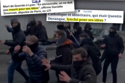 Les titres de la presse dominante qui voudrait que Quentin soit "mort pour ses idées".