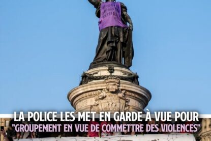 La statue de la République, à Paris, drapée d