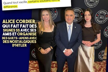 Alice Cordier posant aux côtés de l