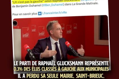 Raphaël Glucksmann sur France Inter, pour cracher sur LFI et la gauche en général. Un comique qui fait rire jaune.