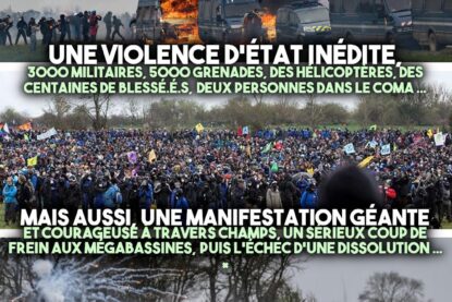 La bataille de Sainte-Soline, le 25 mars 2023, et son lot de répression policière.