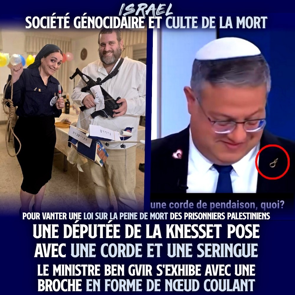 Une députée de la Knesset déguisée en "peine de mort pour les terroristes", tandis que le ministre Itamar Ben Gvir arbore un pin
