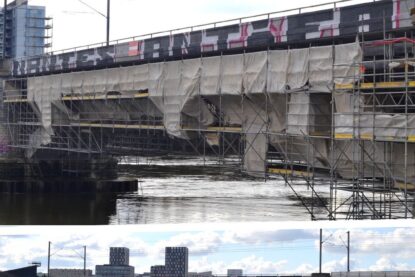 Sur un pont au-dessus de la Loire, l