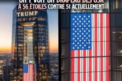Le projet de Trump Library, qui pourrait voir le jour en Floride, présente un drapeau des USA avec 56 étoiles.