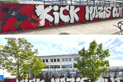 Une nouvelle fresque apparue à Nantes proclame : "Kick nazis out"