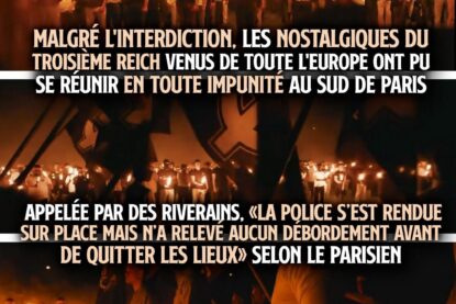 Quelques images de la cérémonie aux flambeaux organisée par le comité du 9 mai : un véritable rassemblement néo-nazi près de Paris.