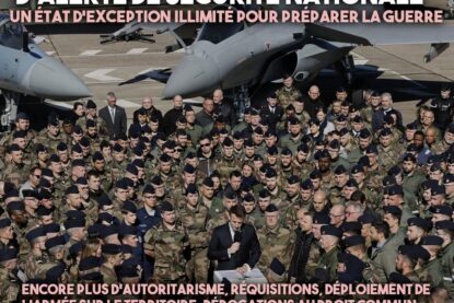 Macron prononce un discours entouré de militaires et de Rafale : la dictature macroniste est militariste.