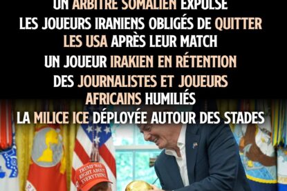 Donald Trump recevant le trophée de la Coupe du Monde de football, qui se tient actuellement aux États-Unis, au Canada et au Mexique.