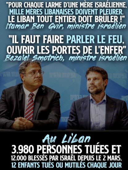 Itamar Ben Gvir et Bezalel Smotrich, deux ministres israéliens, fascistes fanatisés qui veulent s