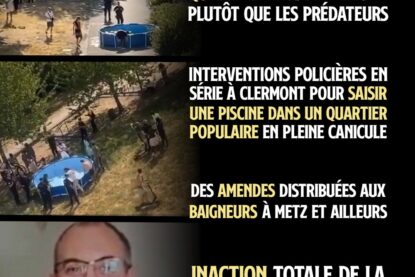 À Clermont-Ferrand, des policiers lascèrent une piscine installée pour apporter un peu de fraîcheur aux enfants des quartiers populaires, alors que Jérôme Barella a pu commettre des crimes en toute impunité, sans que la police enquête pendant 9 ans.