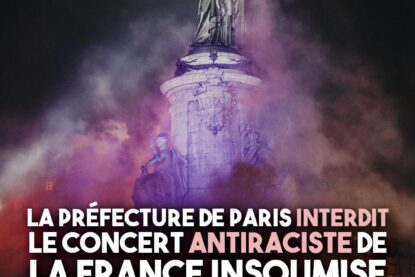 La statue de la place de la République, où doit se tenir le concert antiraciste de la France Insoumise pour la fête de la musique