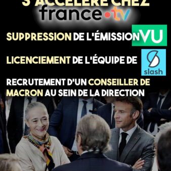 Delphine Ernotte, à la tête de France Télévisions, discute en souriant avec Emmanuel Macron.