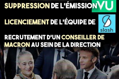 Delphine Ernotte, à la tête de France Télévisions, discute en souriant avec Emmanuel Macron.