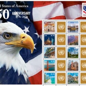 Timbre émis à l'occasion du 250eme anniversaire de l'indépendance des Etats-Unis