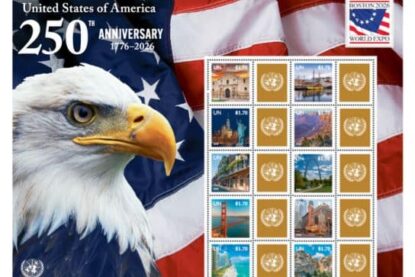 Timbre émis à l'occasion du 250eme anniversaire de l'indépendance des Etats-Unis