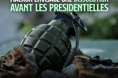 Une grenade militaire, symbolisant un autre genre de grenade que Macron pourrait vouloir utiliser avant les présidentielles : la dissolution de l