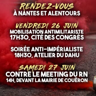 Trois rendez-vous à Nantes ce vendredi et samedi contre la guerre, l