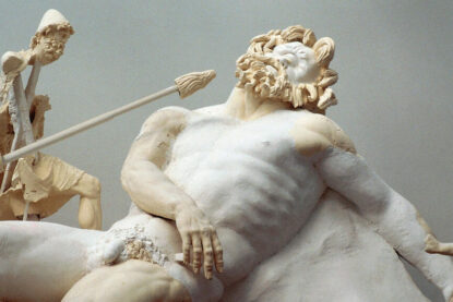 Ulysse aveuglant Polyphemus (détail, copie romaine d’une sculpture grecque, marbre, 1er siècle av. J.-C.). Museo Archeologico Nazionale, Sperlonga (Italie)