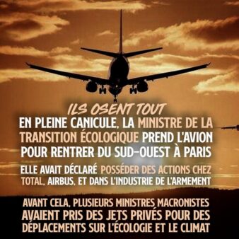 Un avion à l’atterrissage, le mode de transport le plus émetteur de CO2 qui est privilégié par la ministre de la transition écologique.
