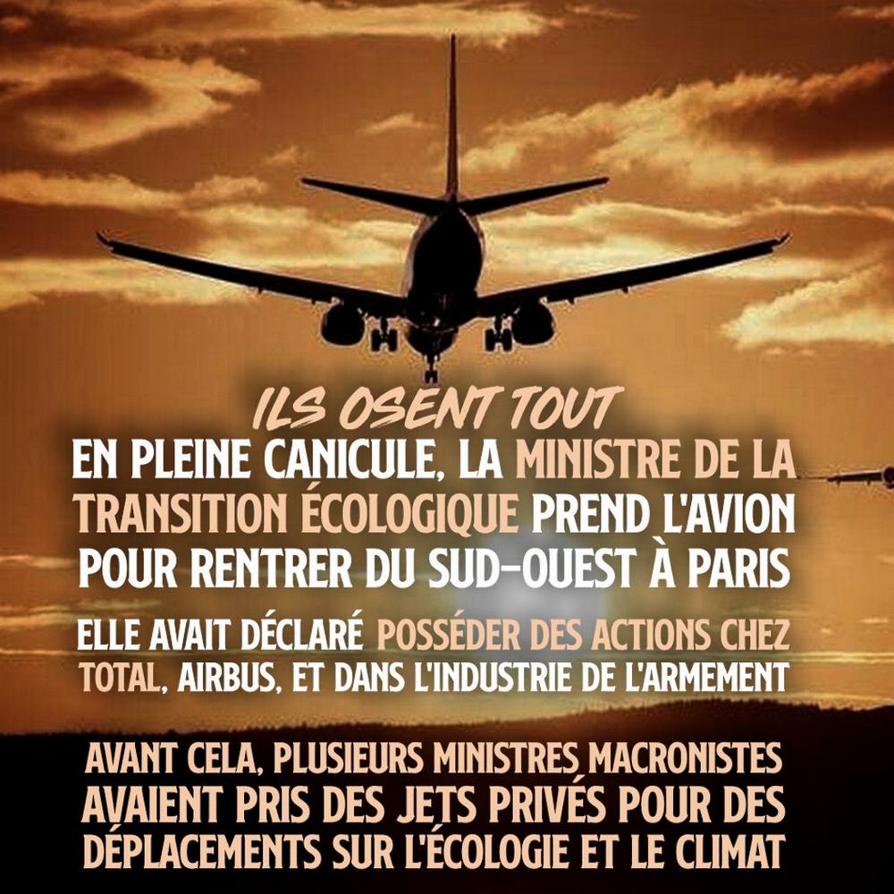 Un avion à l’atterrissage, le mode de transport le plus émetteur de CO2 qui est privilégié par la ministre de la transition écologique.