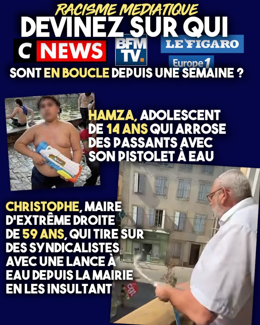 Hamza jouant avec son pistolet à eau fait plus de bruit dans les médias qu