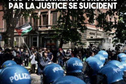La police italienne face à une manifestation pour la Palestine : un harcèlement répressif qui a abouti à deux suicides de militants.