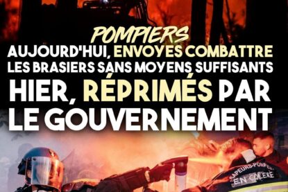 En haut un feu dévastateur en Gironde, en bas un pompier gazé à bout portant par un gendarme.