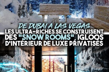 Une "snow room", sorte de chambre froide où tombe de la neige sur des rochers et des sapins pour permettre aux plus riches de se croire en montagne lorsque la planète crève de chaud.